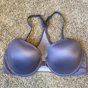 VICTORIA'S SECRET Bra 34D Body By Victoria Racerback Demi Purple Front Clasp